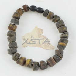 Amber bracelet raw dark green beads for men